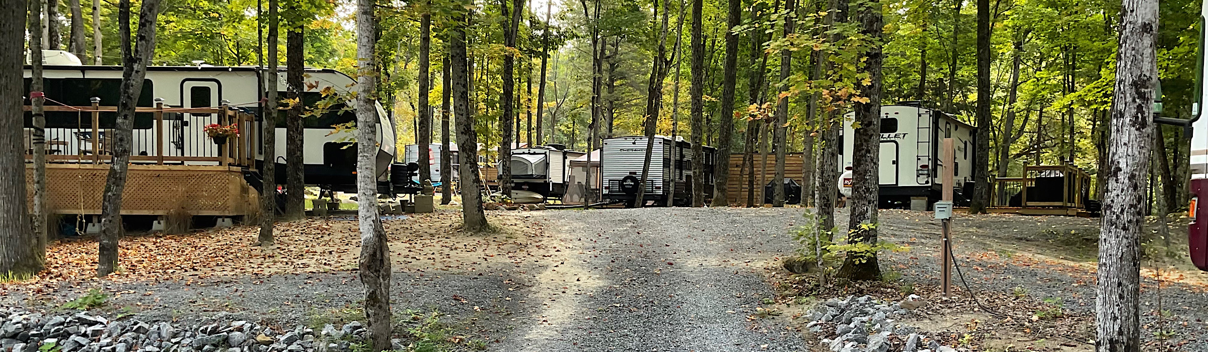 View of several trailer sites at Pickerel Bay Lodge